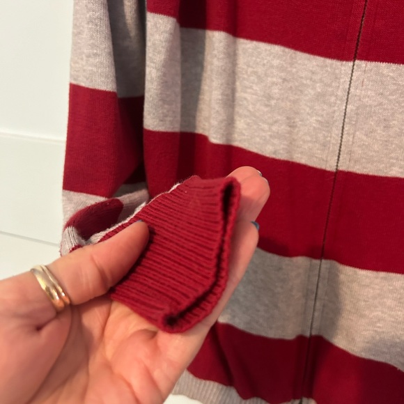 Lacoste red and grey striped zip hoodie, size 42 - Picture 3 of 7
